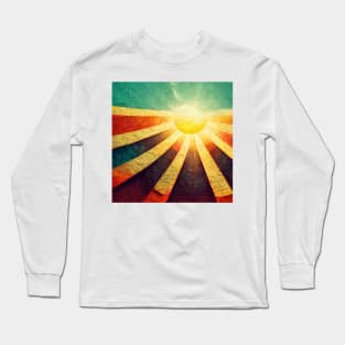 Sunshine, rainbow graphic with funky rays in yellow and orange. Long Sleeve T-Shirt